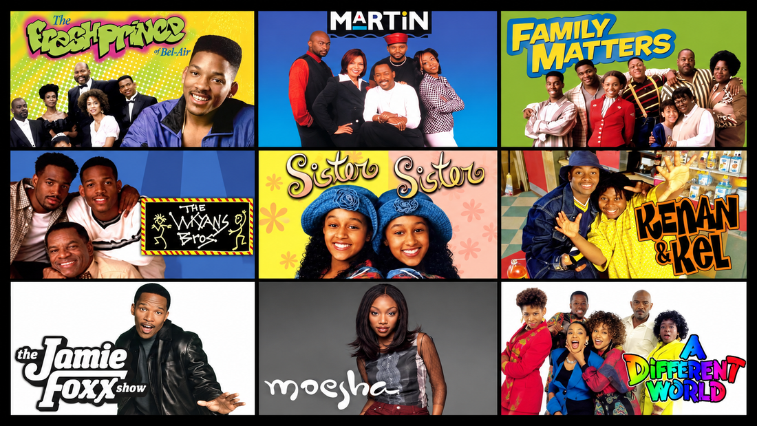 Black sitcom collage featuring television favorites from different generations